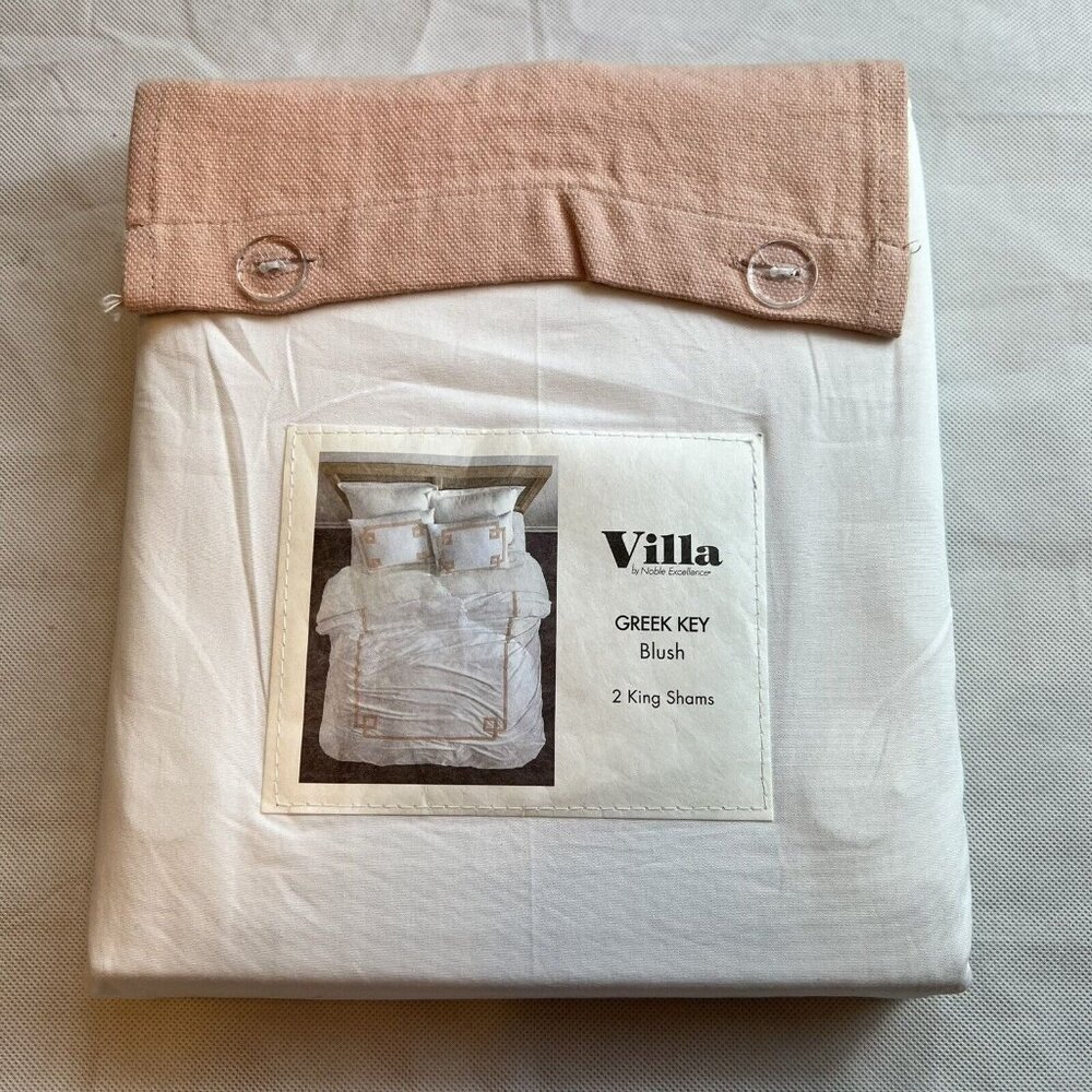 Villa Noble Excellence Greek Key 2 King Shams Blush 100% Cotton 20x36